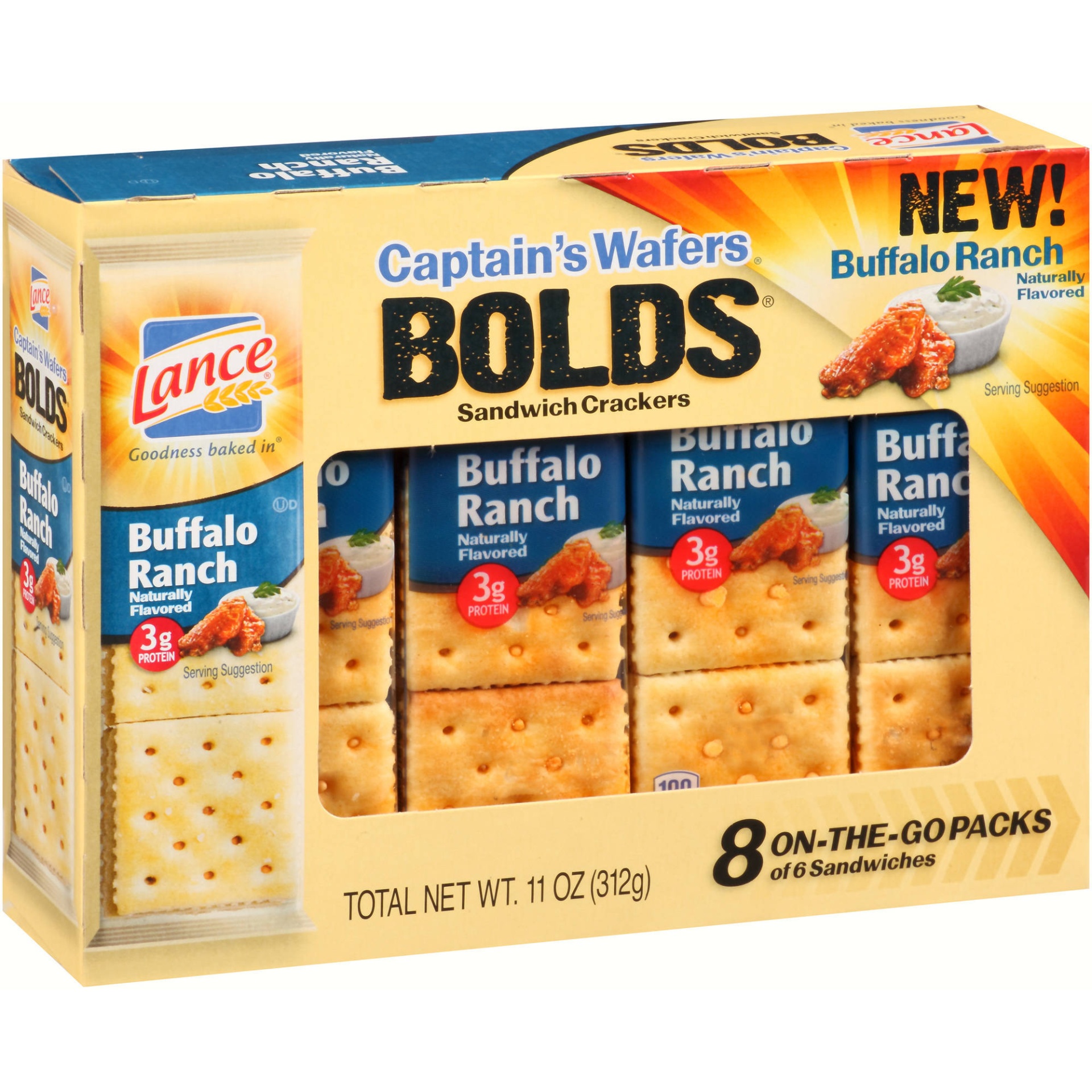 slide 1 of 1, Lance Bolds Buffalo Ranch Sandwich Crackers, 8 ct