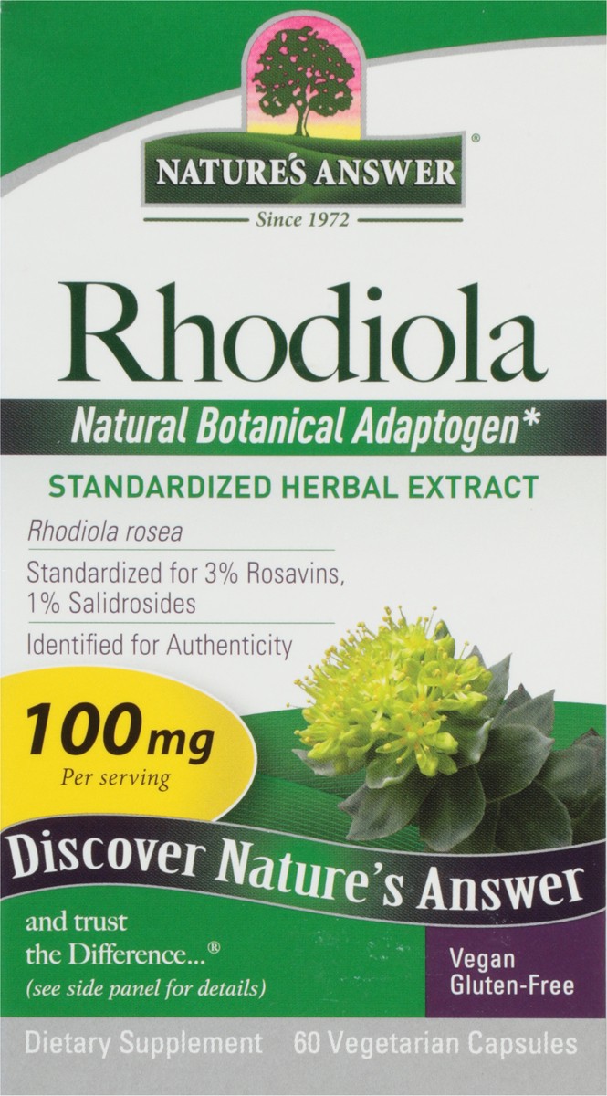 slide 9 of 13, Nature's Answer 100 mg Rhodiola 60 Vegetarian Capsules 60 ea, 60 ct