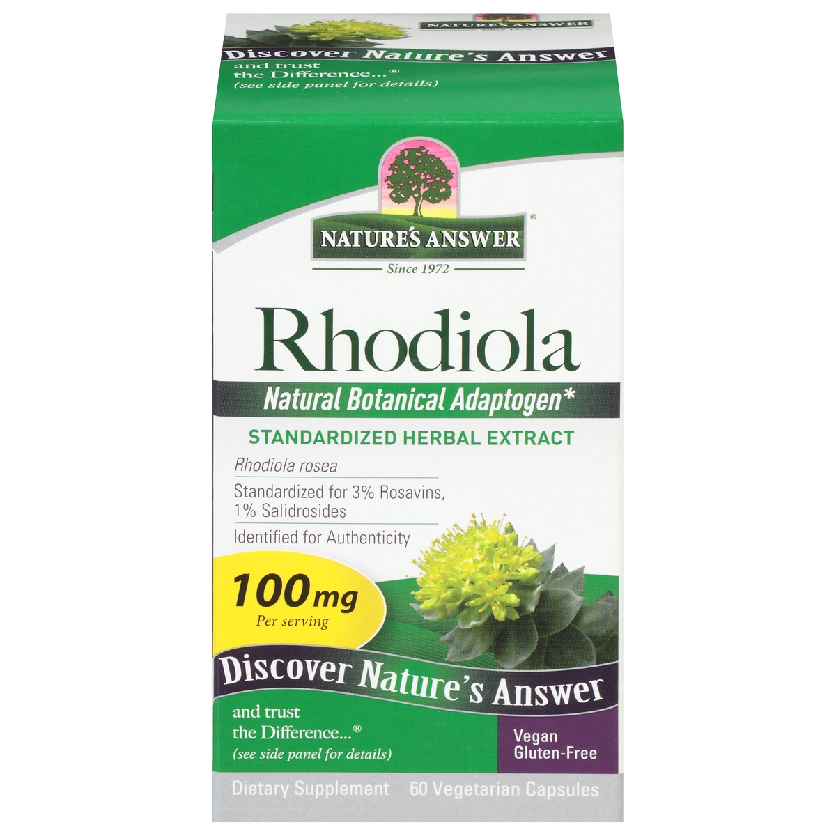slide 2 of 13, Nature's Answer 100 mg Rhodiola 60 Vegetarian Capsules 60 ea, 60 ct