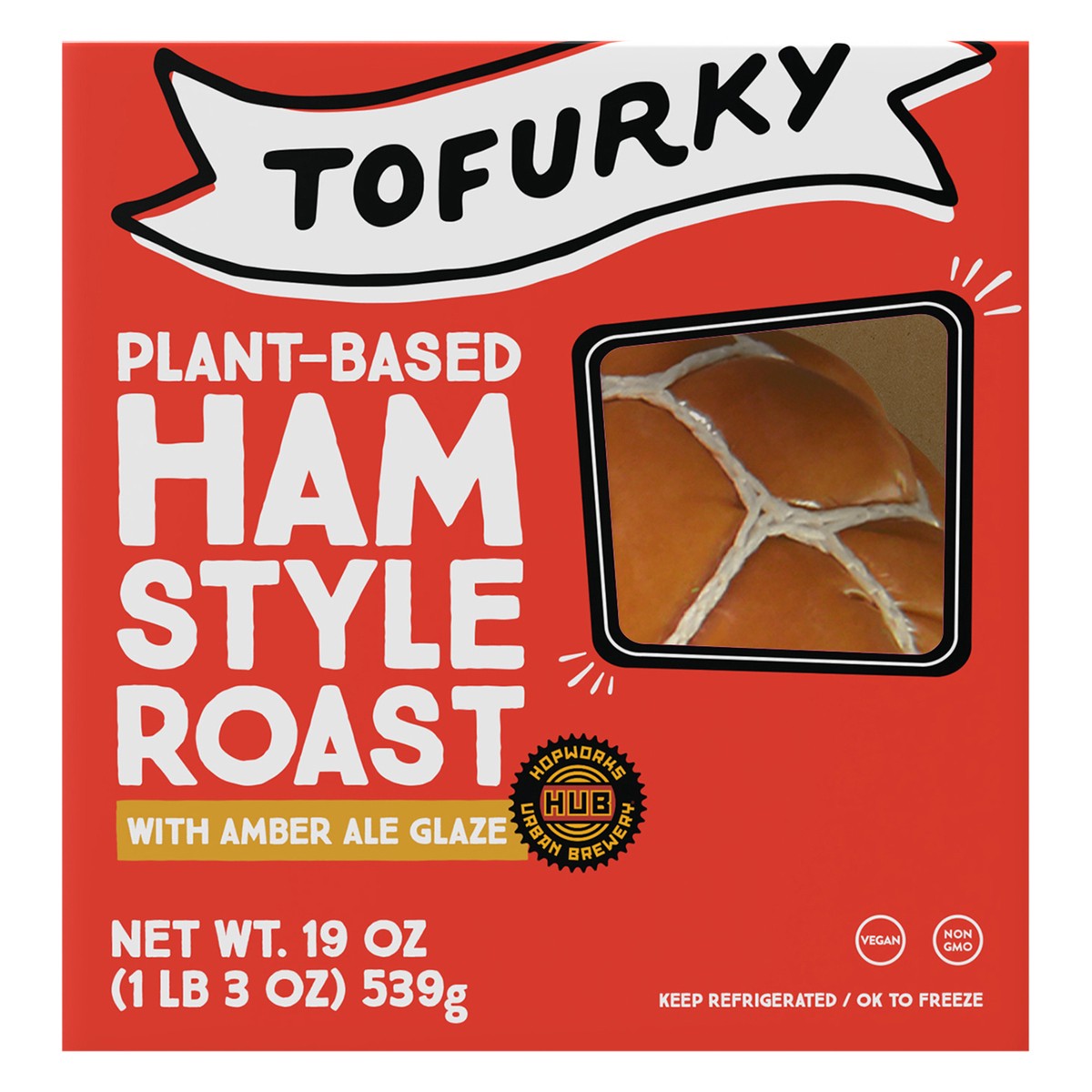 slide 4 of 9, Tofurky Plant - Based Ham Style Roast with Amber Ale Glaze (Fresh), 19 oz