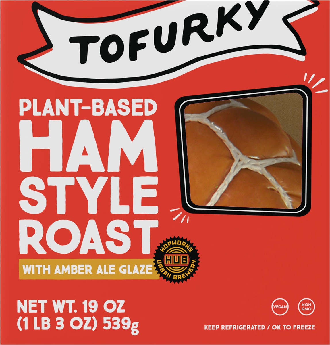 slide 7 of 9, Tofurky Plant - Based Ham Style Roast with Amber Ale Glaze (Fresh), 19 oz