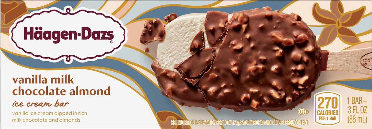 slide 3 of 7, Häagen-Dazs Vanilla Milk Chocolate Almond Bar, 3 oz