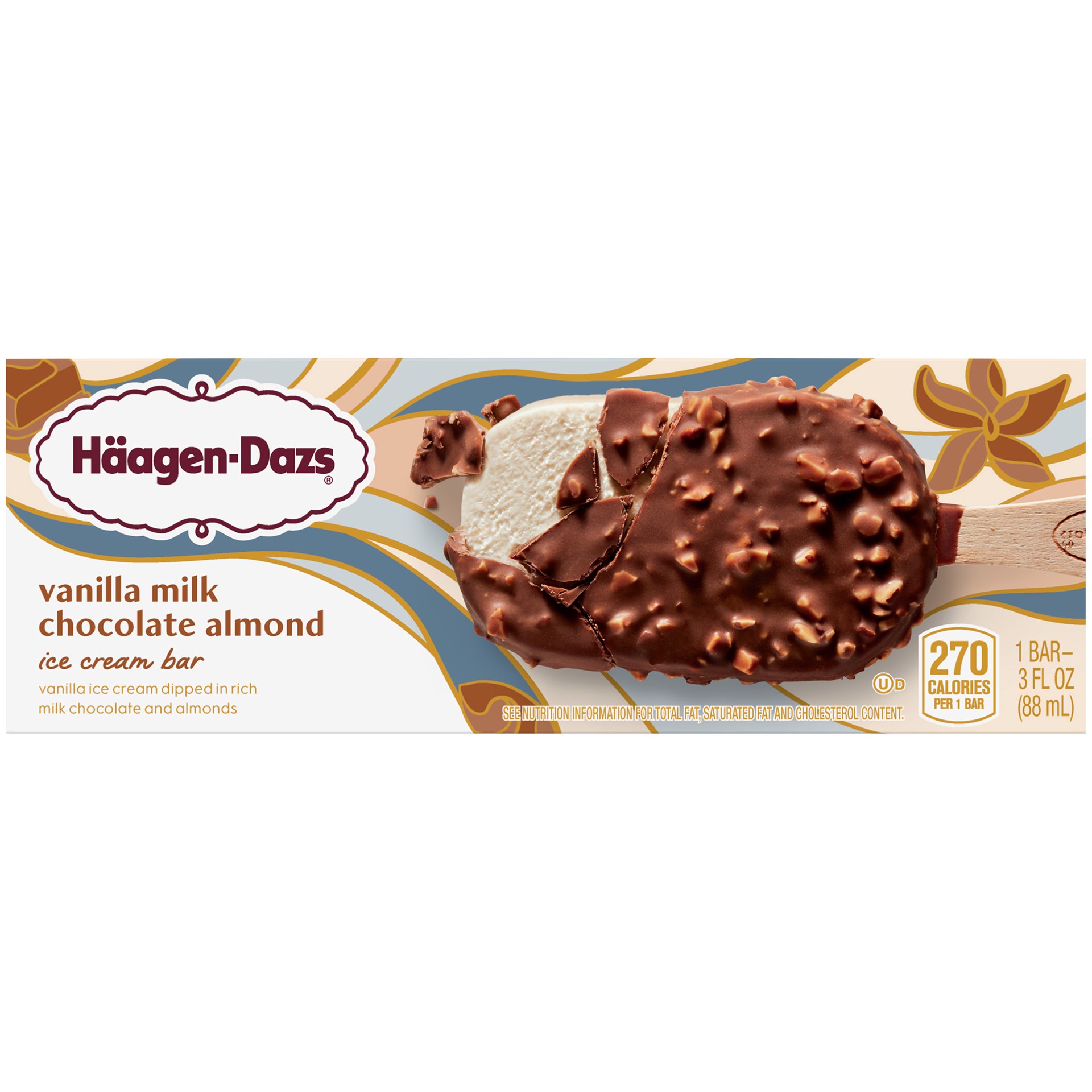 slide 1 of 7, Häagen-Dazs Vanilla Milk Chocolate Almond Bar, 3 oz