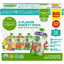 Simple Truth Organic 4-Flavor Stage 2 Baby Food Pouches Variety Pack