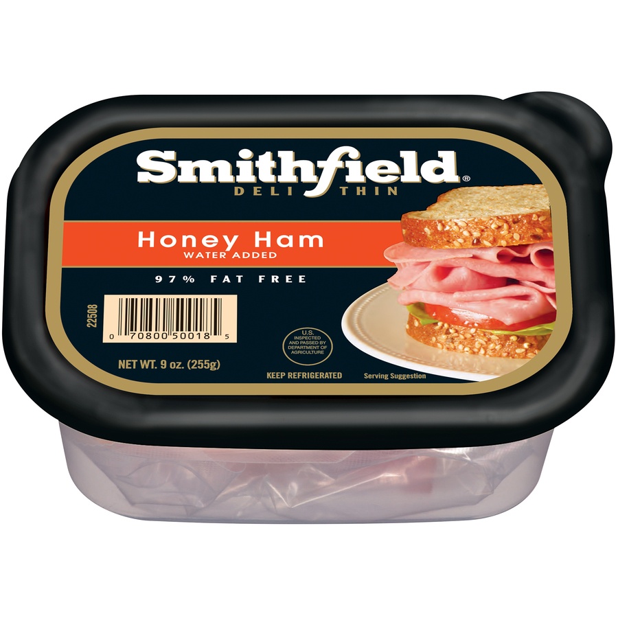 slide 1 of 1, Smithfield Tub Deli Thin Honey Ham, 9 oz