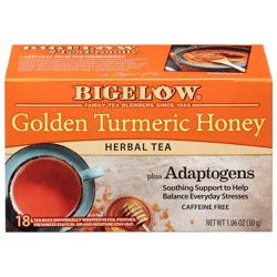 Bigelow Golden Turmeric Honey, Caffeine Free Herbal Tea Bags, 18 Ct