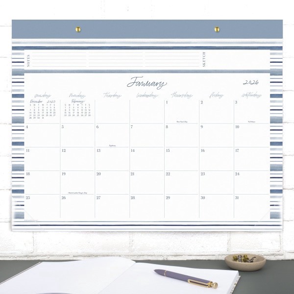 slide 4 of 8, Cambridge Leah Bisch™ for Cambridge® 2026 Monthly Desk Pad Calendar, Stripe, Standard, 21 3/4"" x 17"", 1 ct