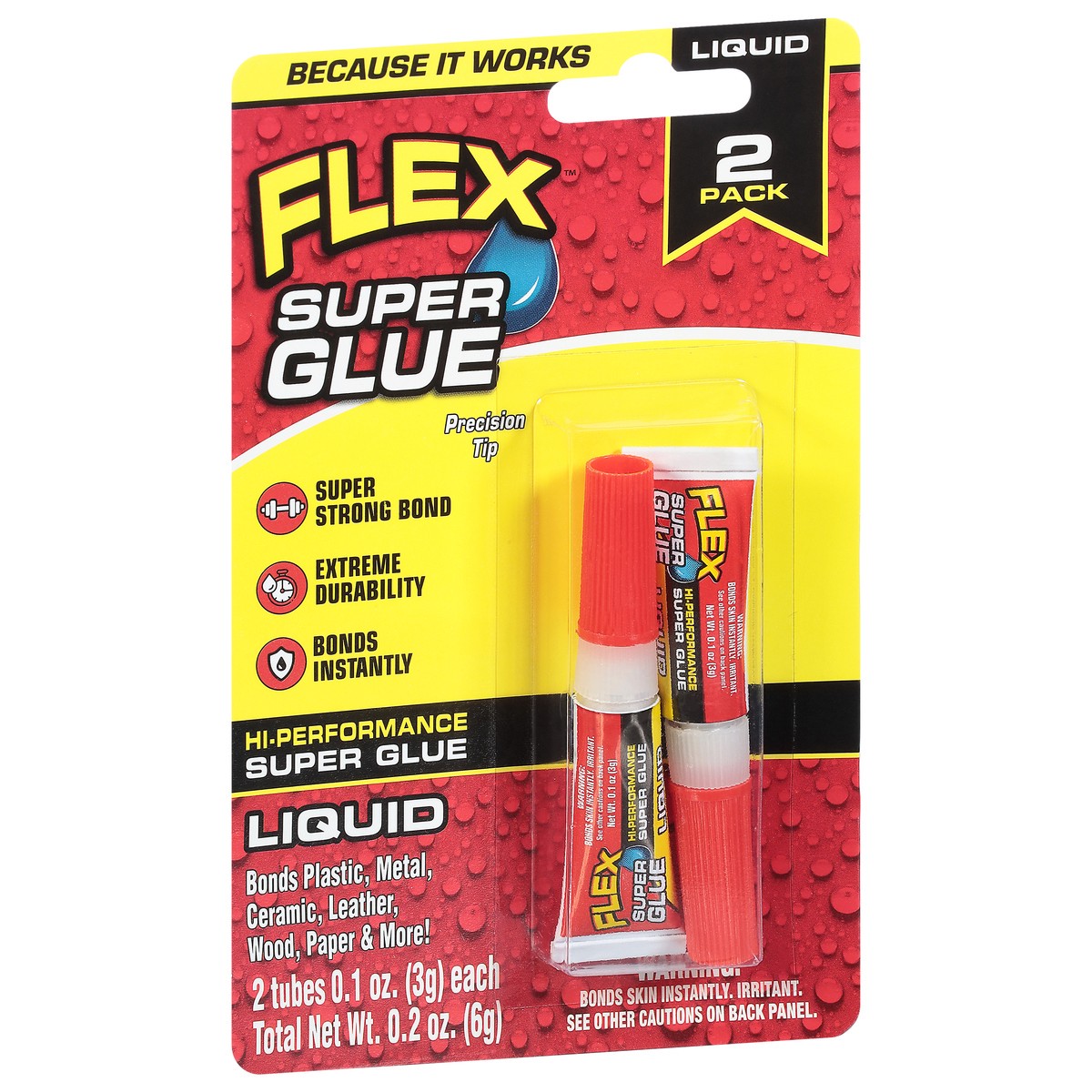 slide 2 of 9, Flex Liquid Hi-Performance 2 Pack Super Glue 2 - 0.1 oz Tubes, 2 ct