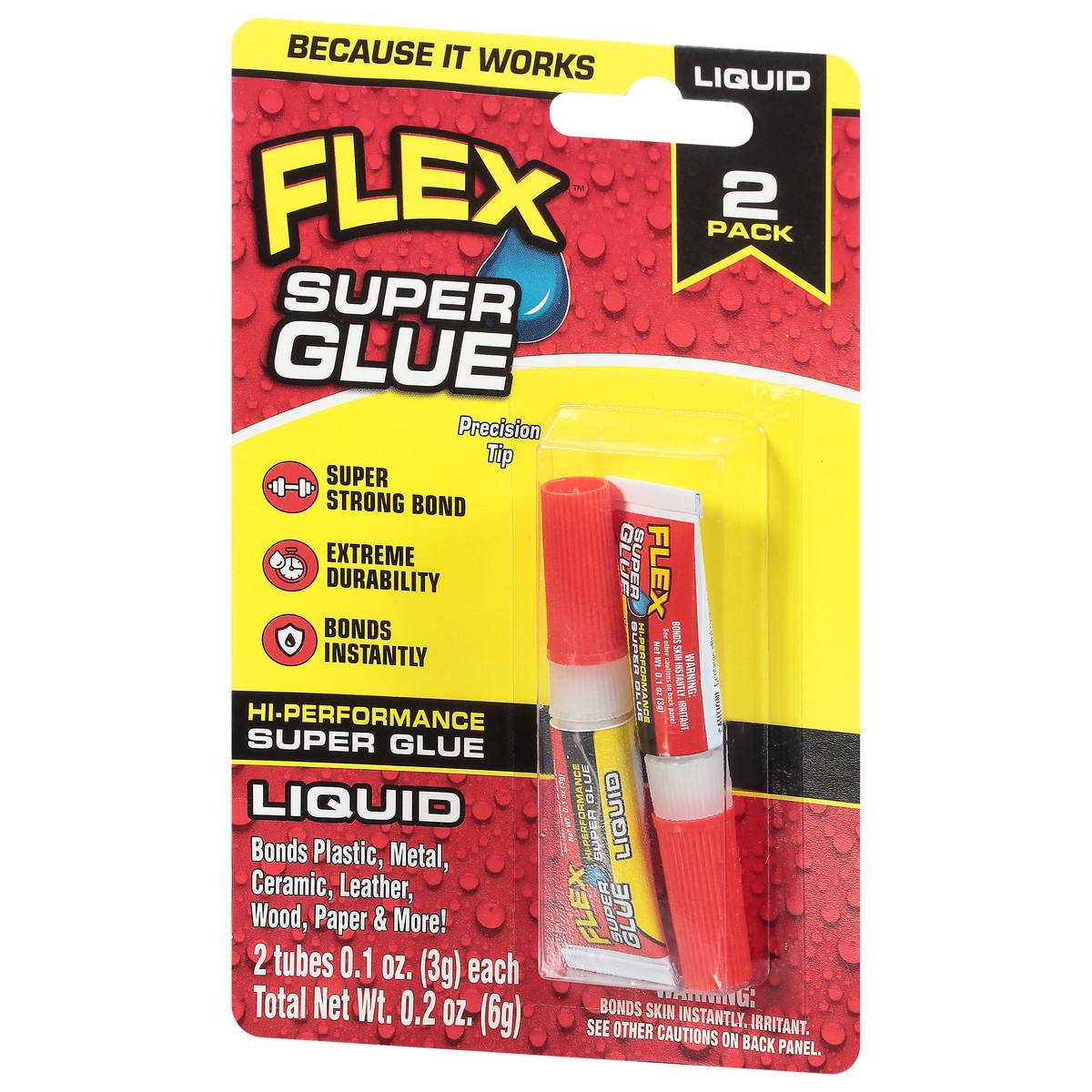 slide 3 of 9, Flex Liquid Hi-Performance 2 Pack Super Glue 2 - 0.1 oz Tubes, 2 ct