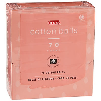 slide 1 of 1, H-E-B Cotton Balls Dispenser Box, 70 ct