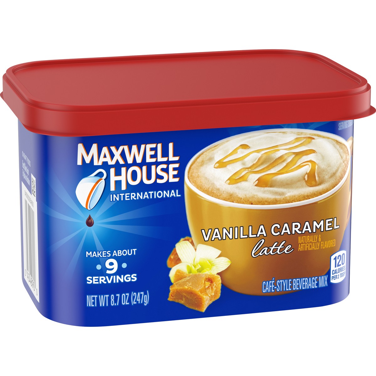 slide 5 of 9, Maxwell House International Vanilla Caramel Latte Café-Style Instant Coffee Beverage Mix, 8.7 oz. Canister, 8.7 oz