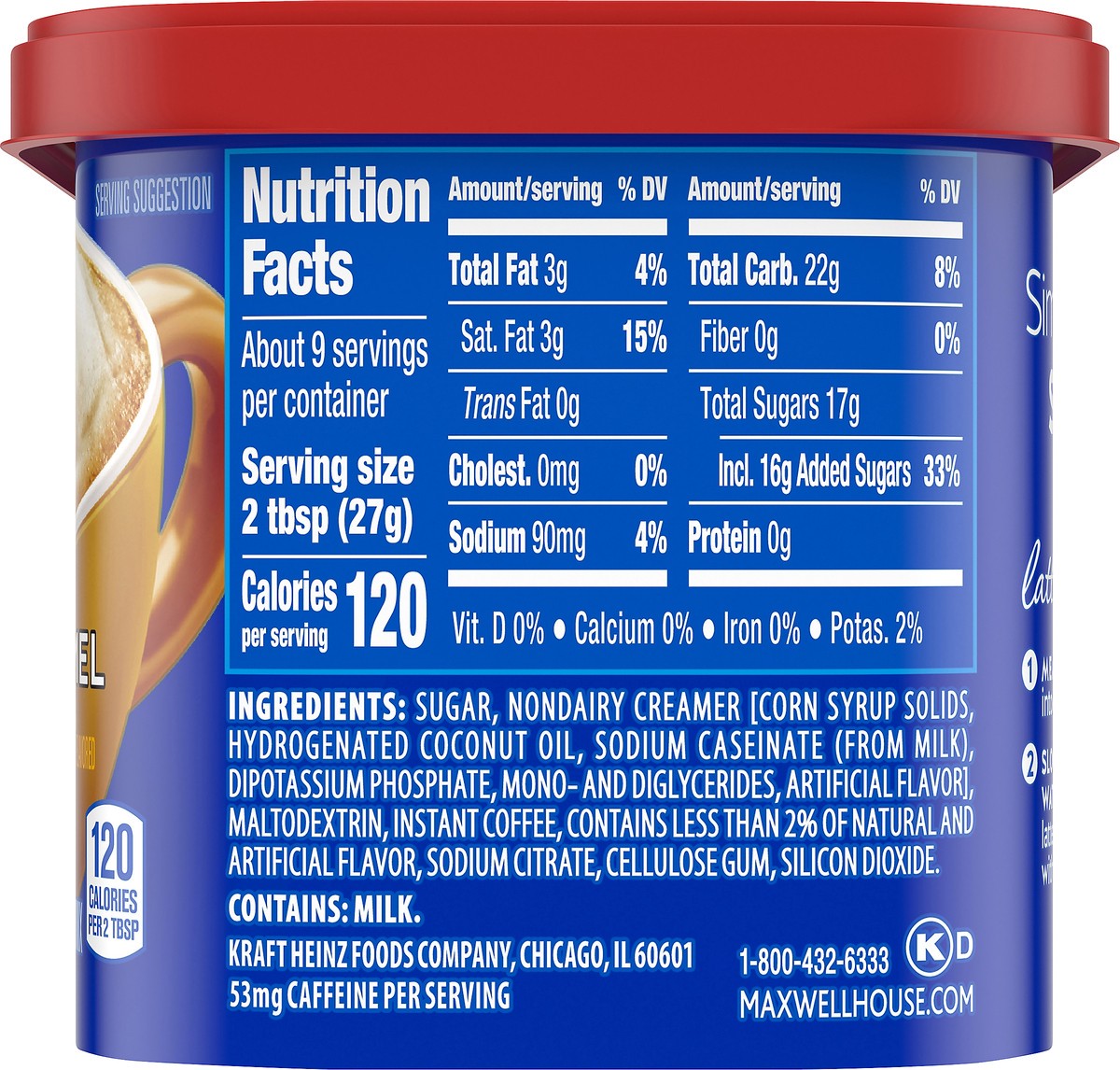 slide 2 of 9, Maxwell House International Vanilla Caramel Latte Café-Style Instant Coffee Beverage Mix, 8.7 oz. Canister, 8.7 oz