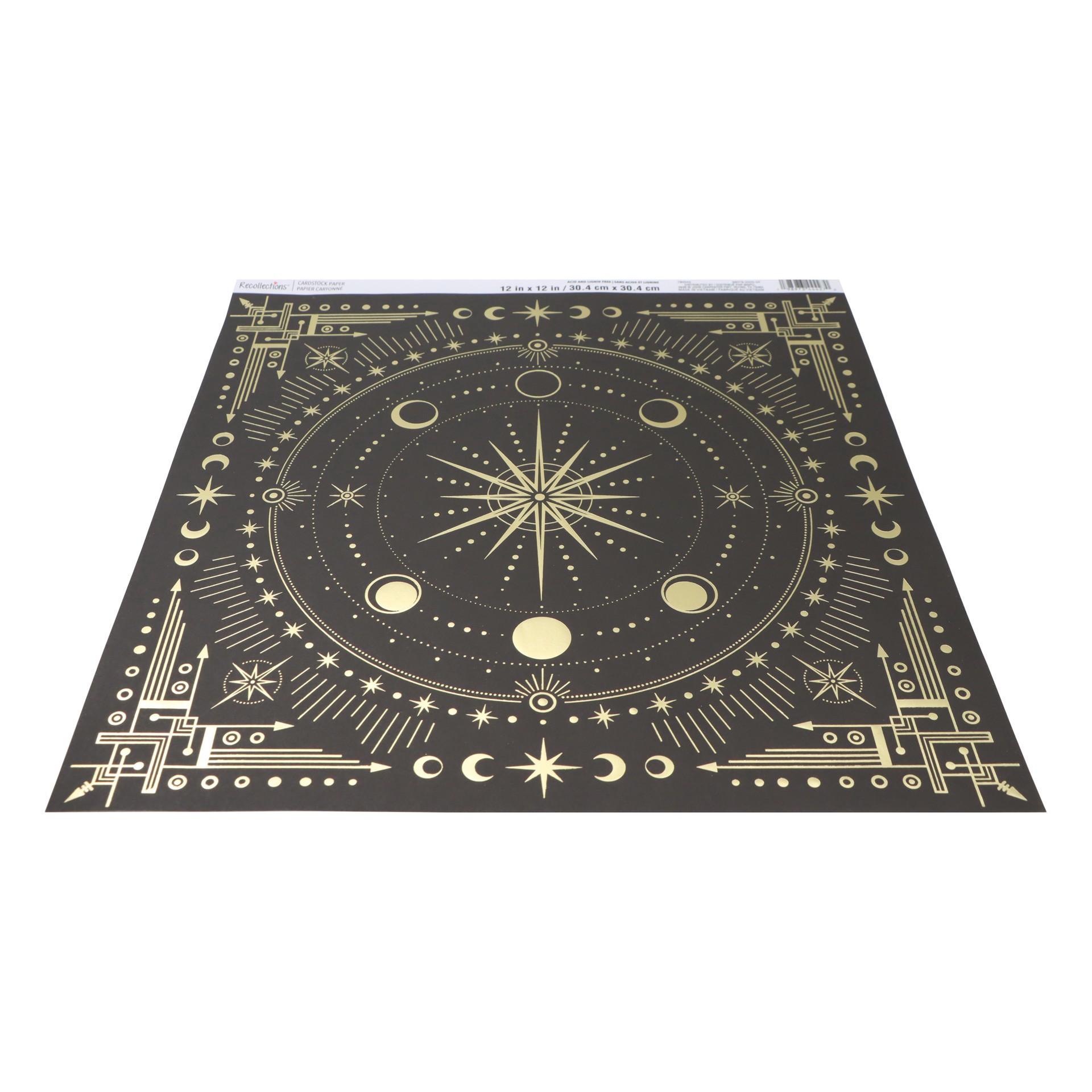slide 3 of 3, 12" X 12" Black & Gold Celestial Cardstock Paper By Recollections, 12 in x 12 in