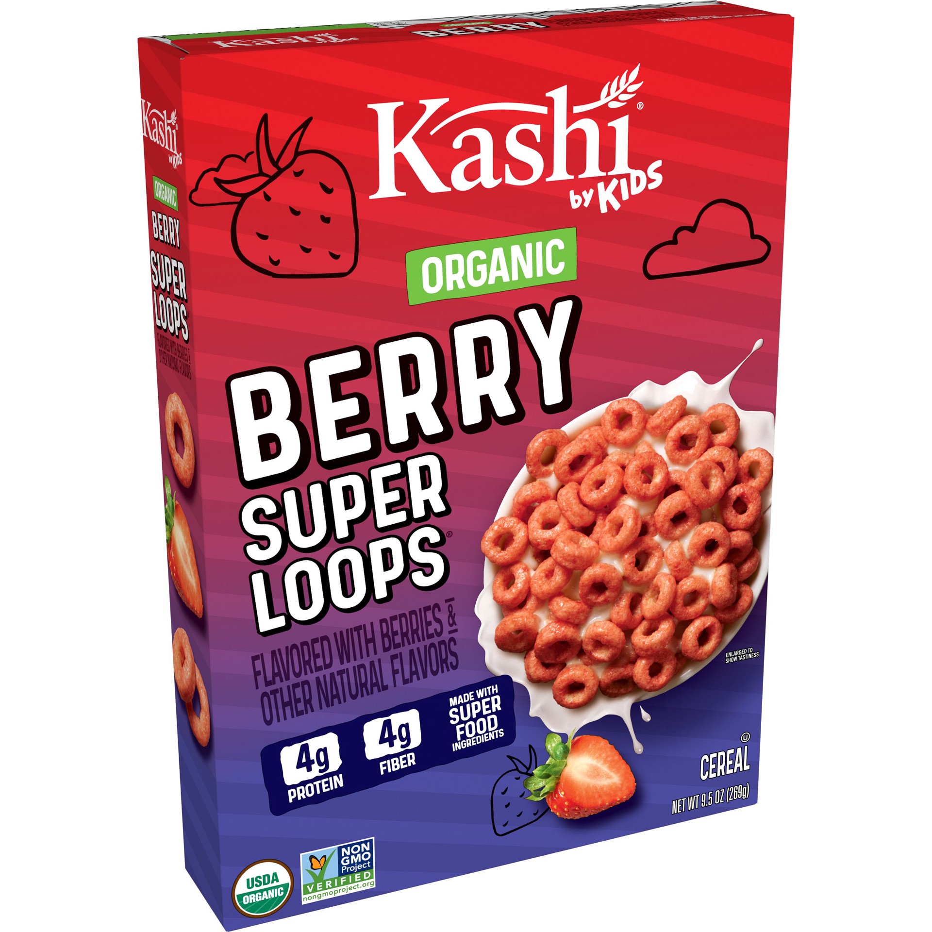 slide 1 of 4, Kashi by Kids Super Loops Breakfast Cereal, Organic, Berry, 9.5 oz