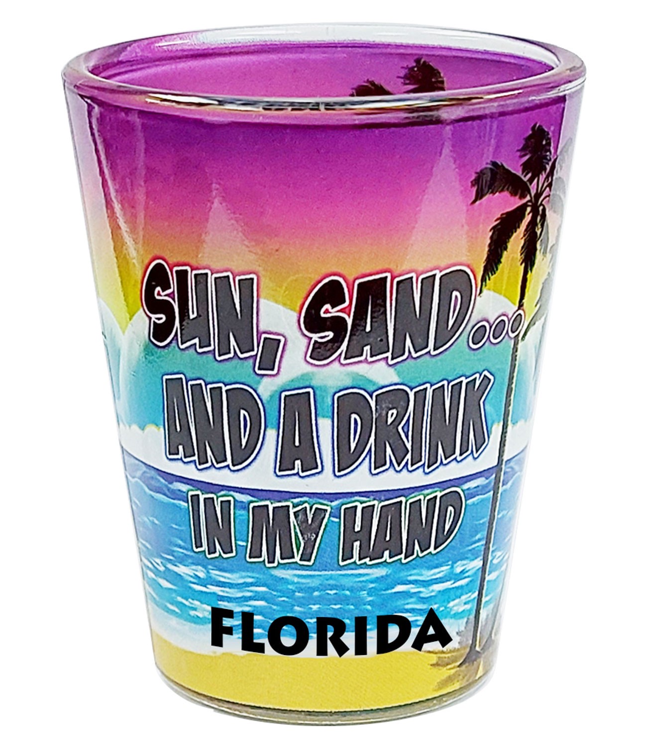 slide 1 of 1, M Souvenir Sun Sand Shot Glass, 1 ct