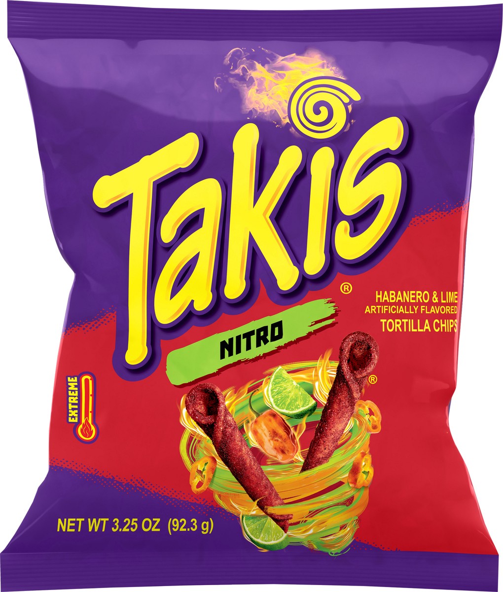 slide 2 of 9, Takis Nitro 3.25 oz Snack Size Bag, Habanero & Lime Flavored Extreme Spicy Rolled Tortilla Chips, 3.25 oz