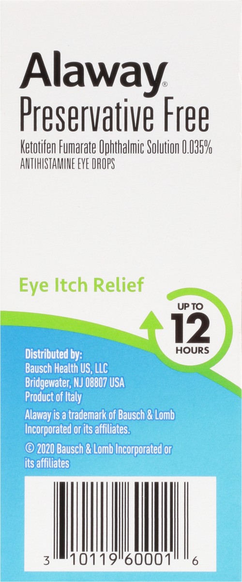 slide 4 of 9, Alaway Preservative Free Original Prescription Strength Eye Itch Relief 20 Vials Box, 10 ml