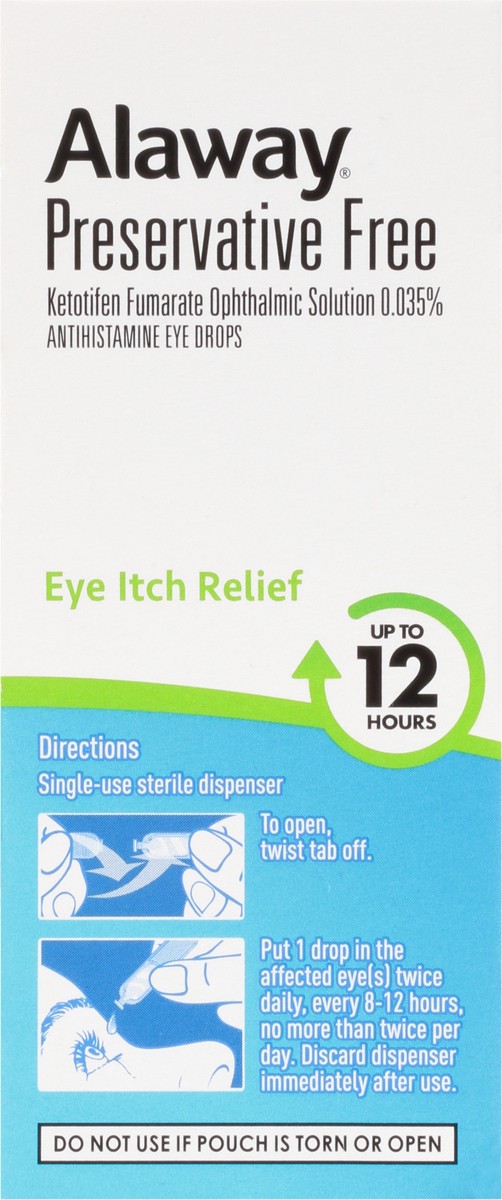 slide 5 of 9, Alaway Preservative Free Original Prescription Strength Eye Itch Relief 20 Vials Box, 10 ml