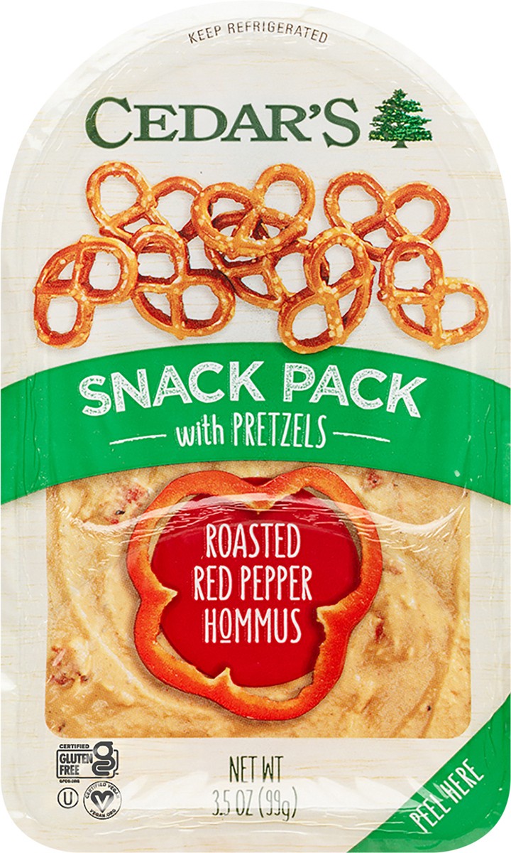 slide 2 of 2, Cedar's Foods Roasted Red Pepper Hommus with Pretzels Snack Pack, 3.5 oz