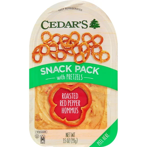 slide 1 of 2, Cedar's Foods Roasted Red Pepper Hommus with Pretzels Snack Pack, 3.5 oz