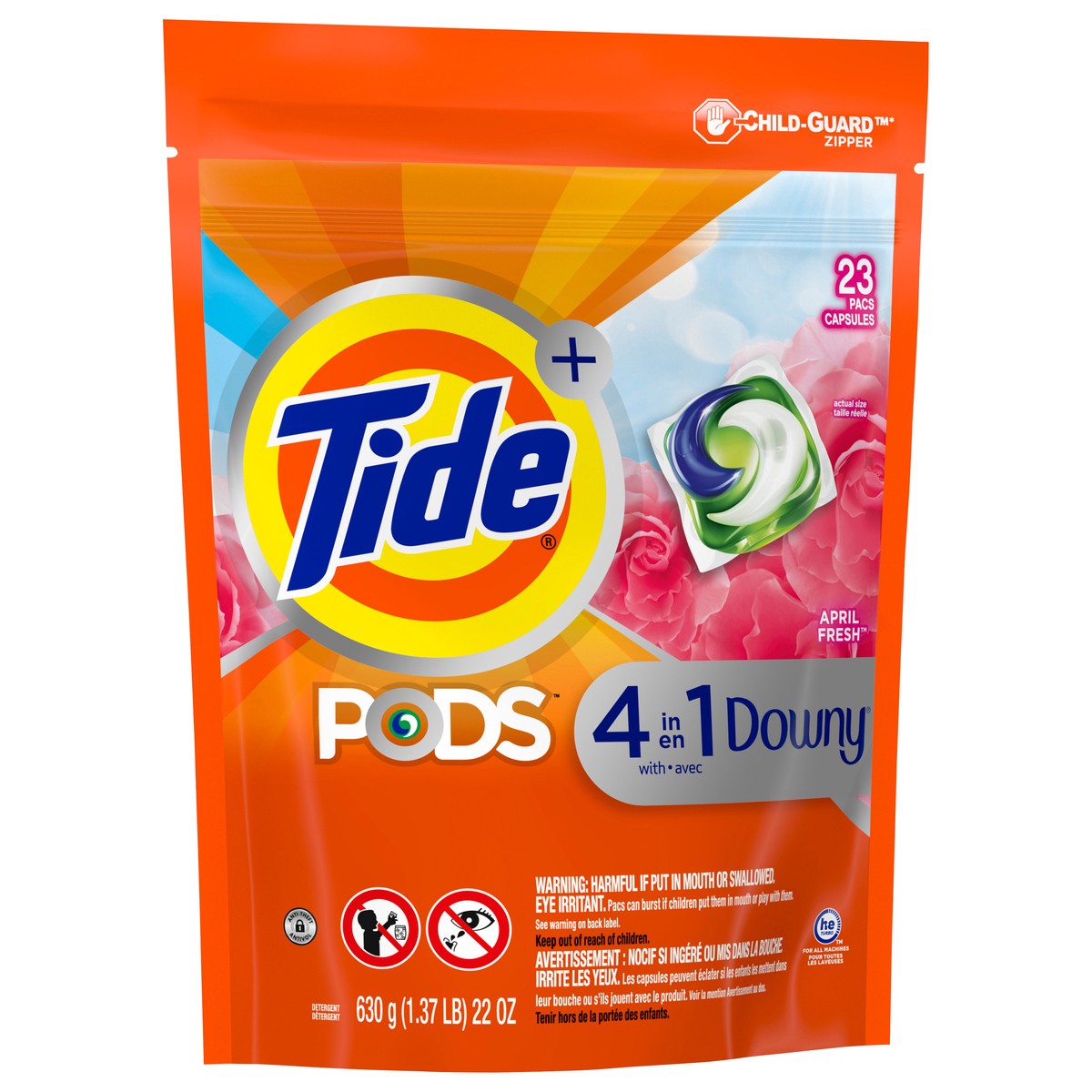 slide 4 of 4, Tide Pods April Fresh Plus Downy Laundry Detergent Pacs, 23 ct