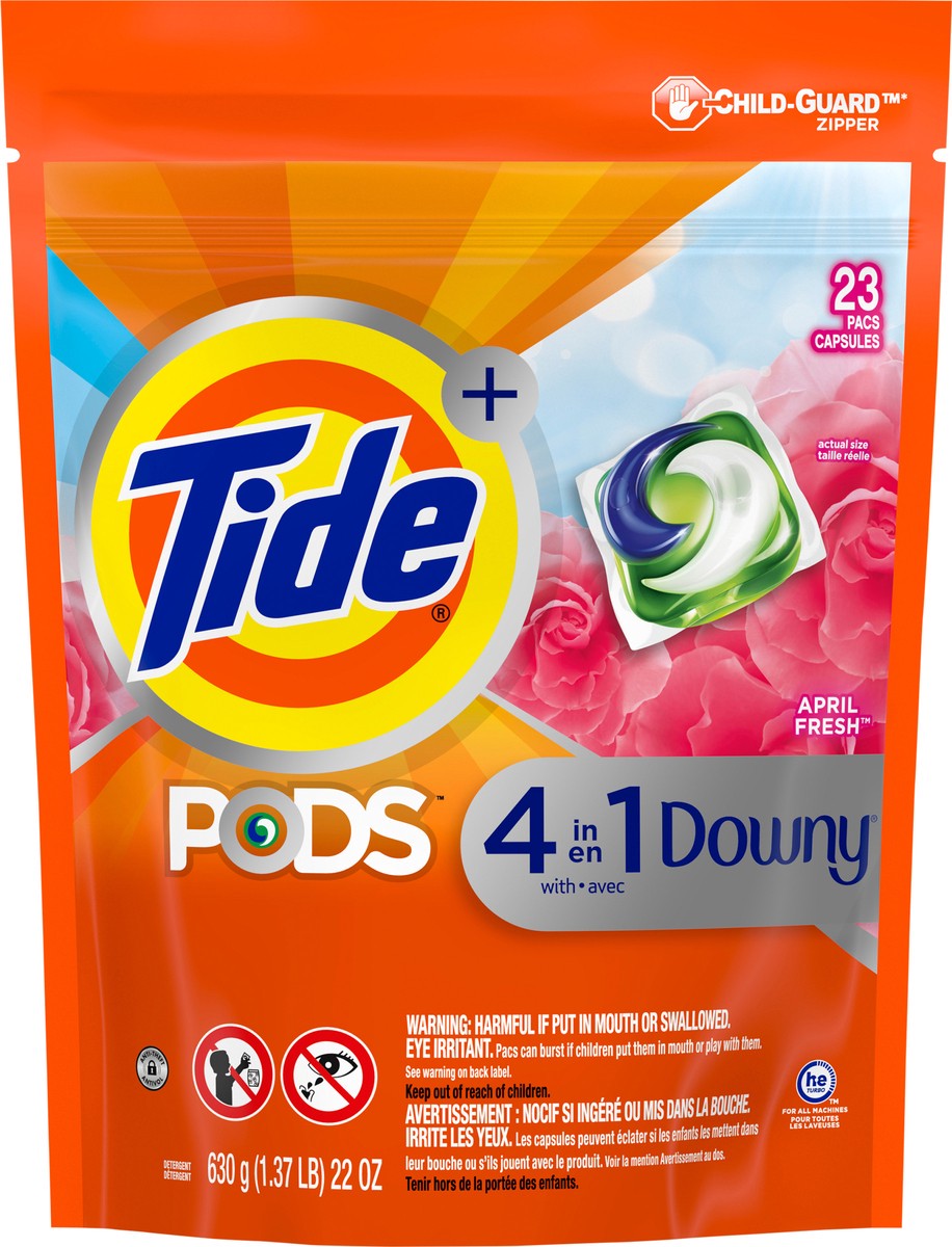 slide 2 of 4, Tide Pods April Fresh Plus Downy Laundry Detergent Pacs, 23 ct