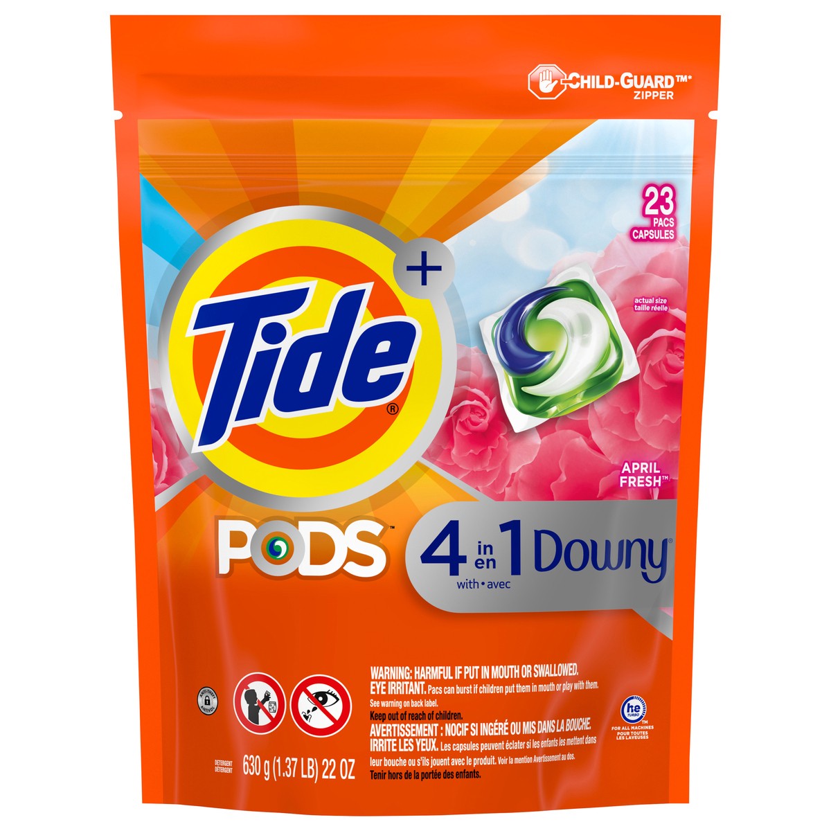 slide 1 of 4, Tide Pods April Fresh Plus Downy Laundry Detergent Pacs, 23 ct