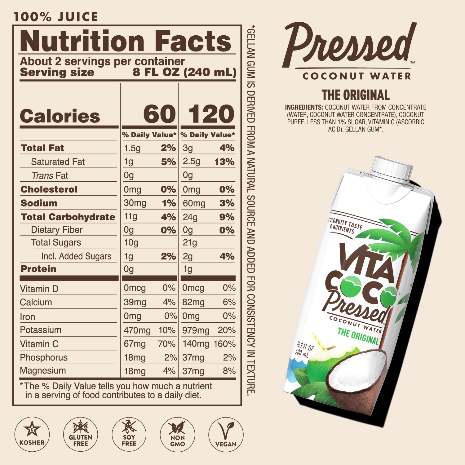 slide 4 of 5, Vita Coco Pressed Coconut Water 16.9 fl oz Carton, 16.9 fl oz