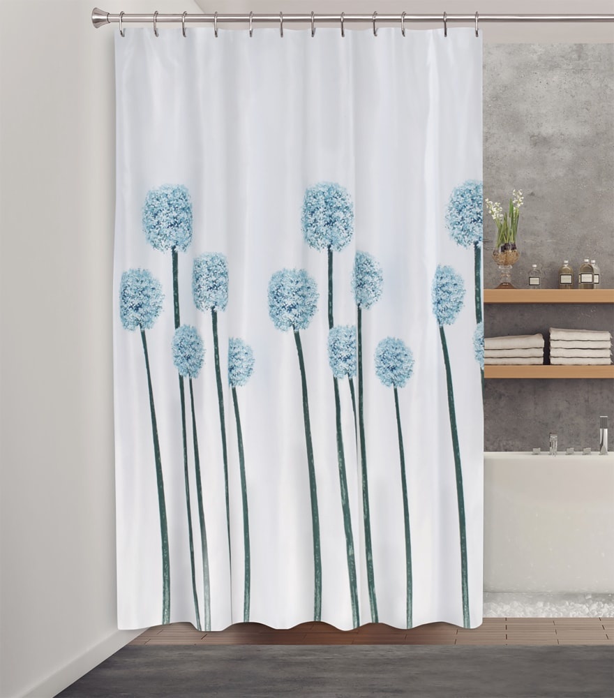 slide 1 of 1, HD Designs Fabric Shower Curtain - Allium Blue, 1 ct