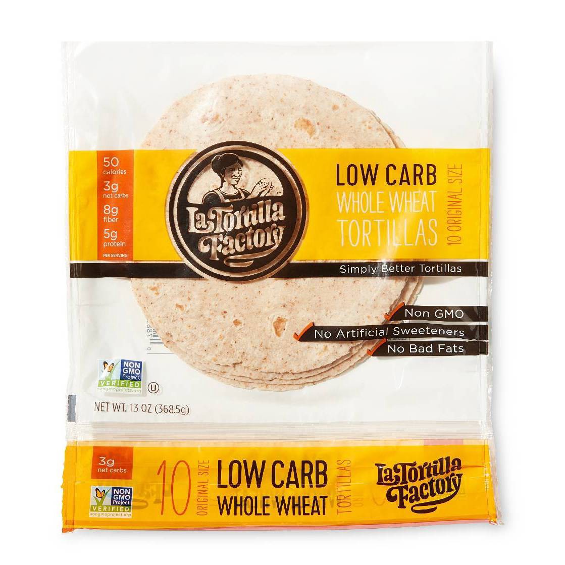 slide 1 of 1, La Tortilla Factory Low Carb Whole Wheat Tortillas, 13 oz