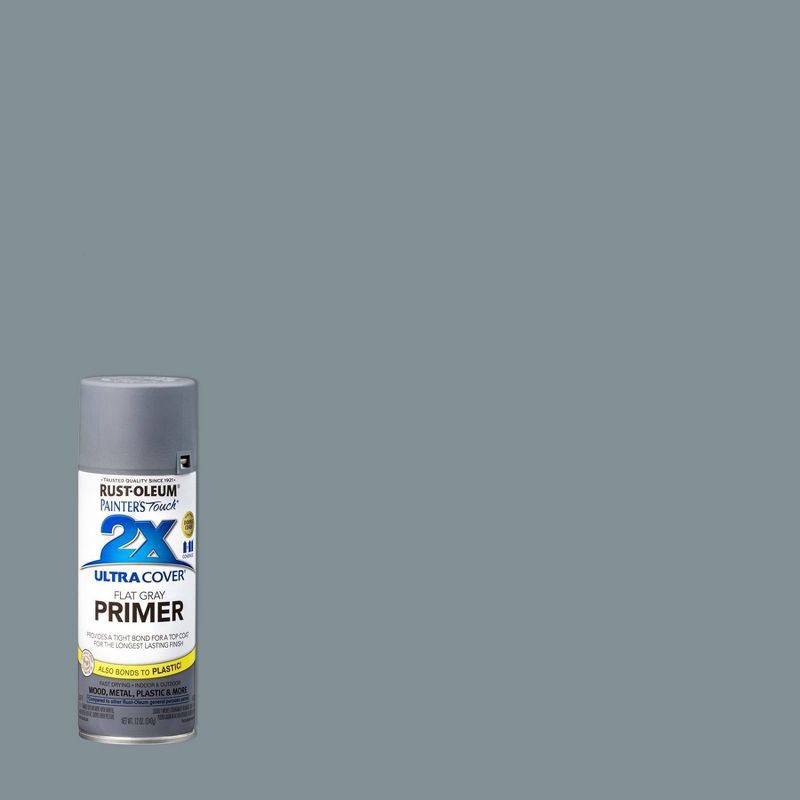 slide 1 of 73, Rust-Oleum 12oz 2X Painter's Touch Ultra Cover Flat Primer Spray Paint Gray, 12 oz