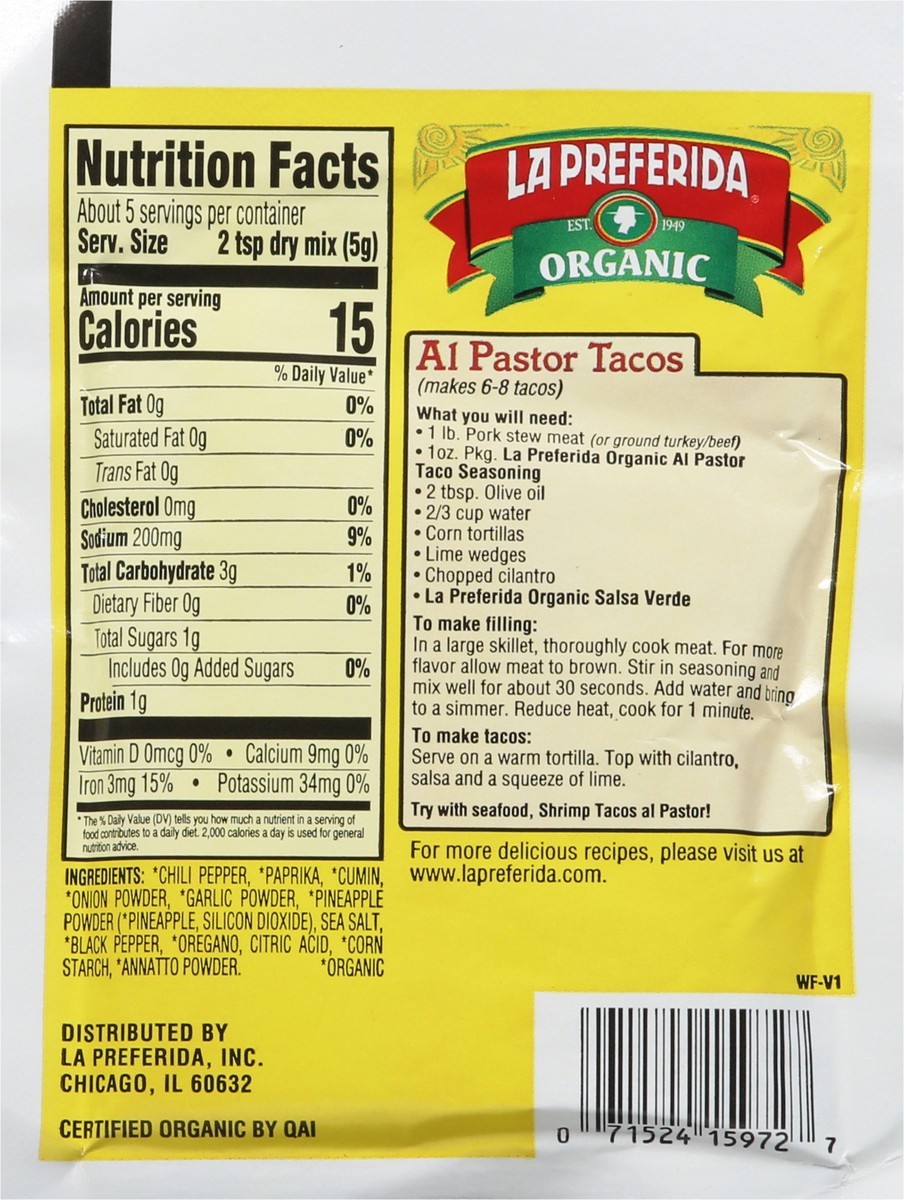 slide 10 of 13, La Preferida Organic Al Pastor Taco Seasoning - 1 oz, 1 oz