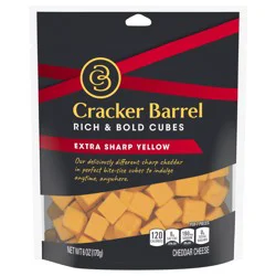 Cracker Barrel Rich & Bold Extra Sharp Yellow Cheddar Cheese Cubes, 6 oz Bag