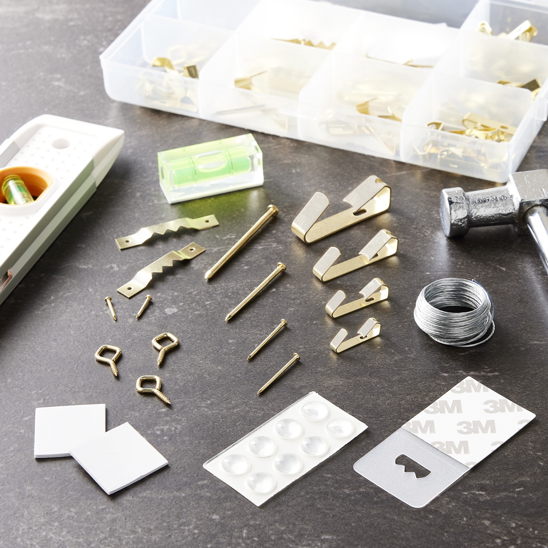 slide 5 of 13, Picture Hanging Kit By Studio Decor, variety of hardware to hold 10 x 100 lb