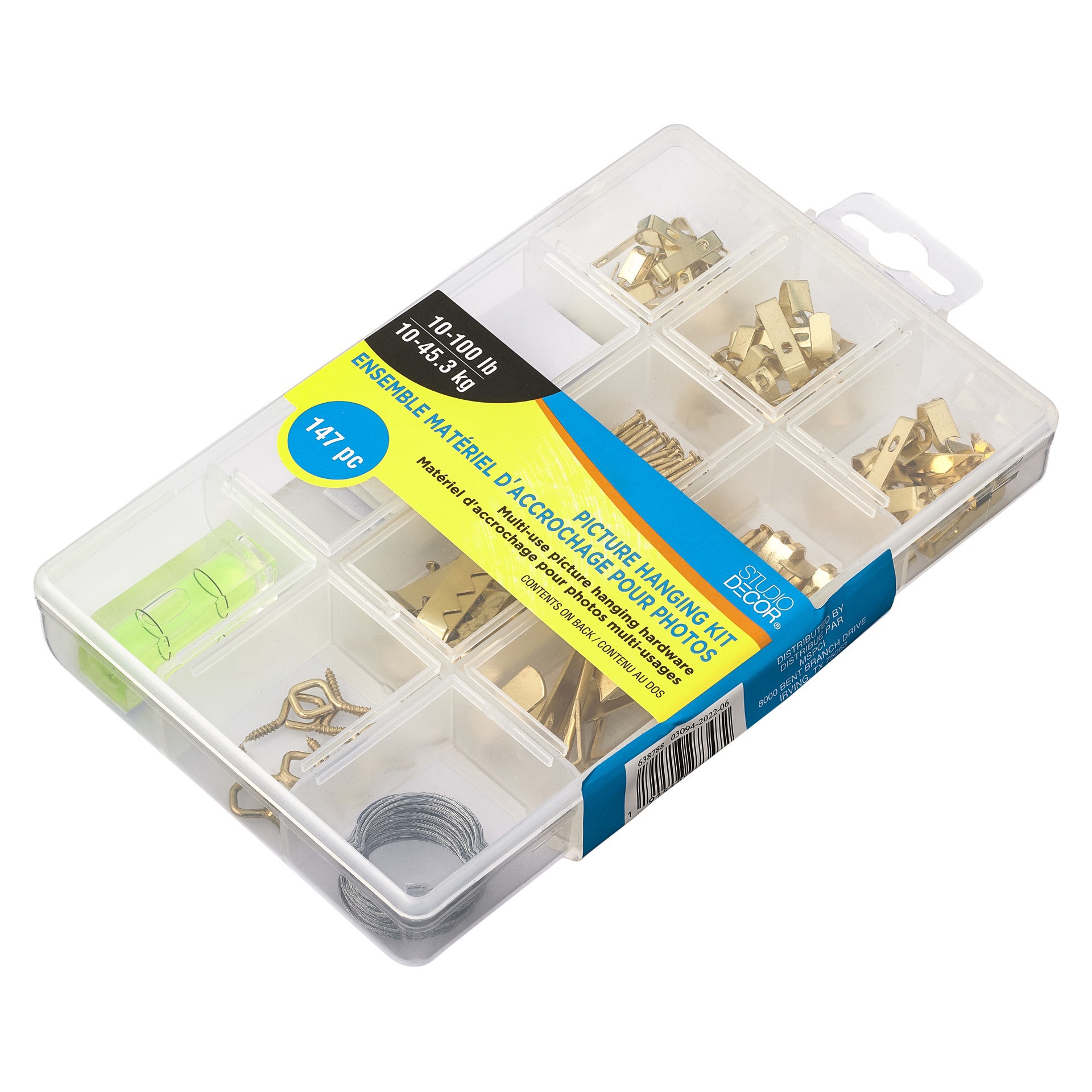 slide 8 of 13, Picture Hanging Kit By Studio Decor, variety of hardware to hold 10 x 100 lb