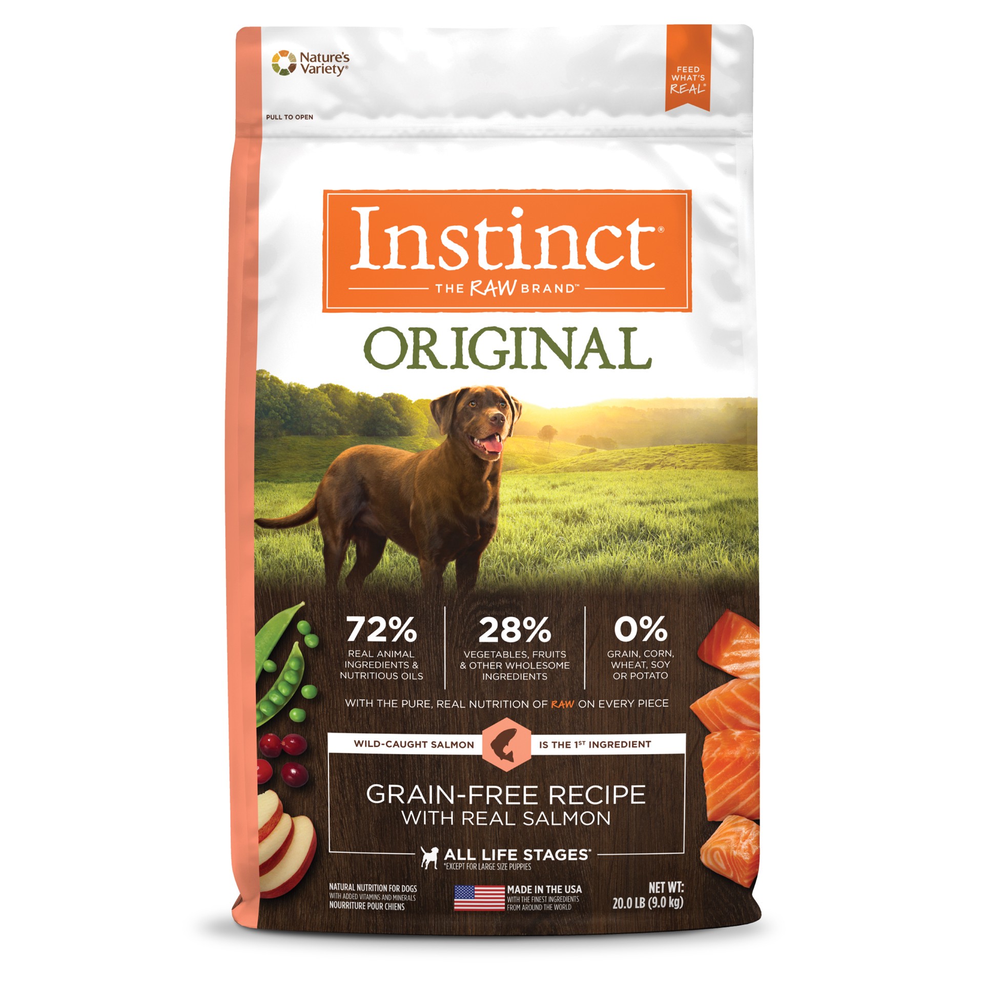 slide 1 of 10, Instinct Original Salmon Dry Dog Food, 20 lb. Bag, 20 lb