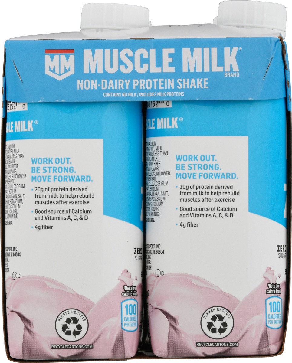 slide 14 of 14, Muscle Milk Zero Non-Dairy Strawberry Banana Protein Shake 4 - 11 fl oz Cartons, 4 ct
