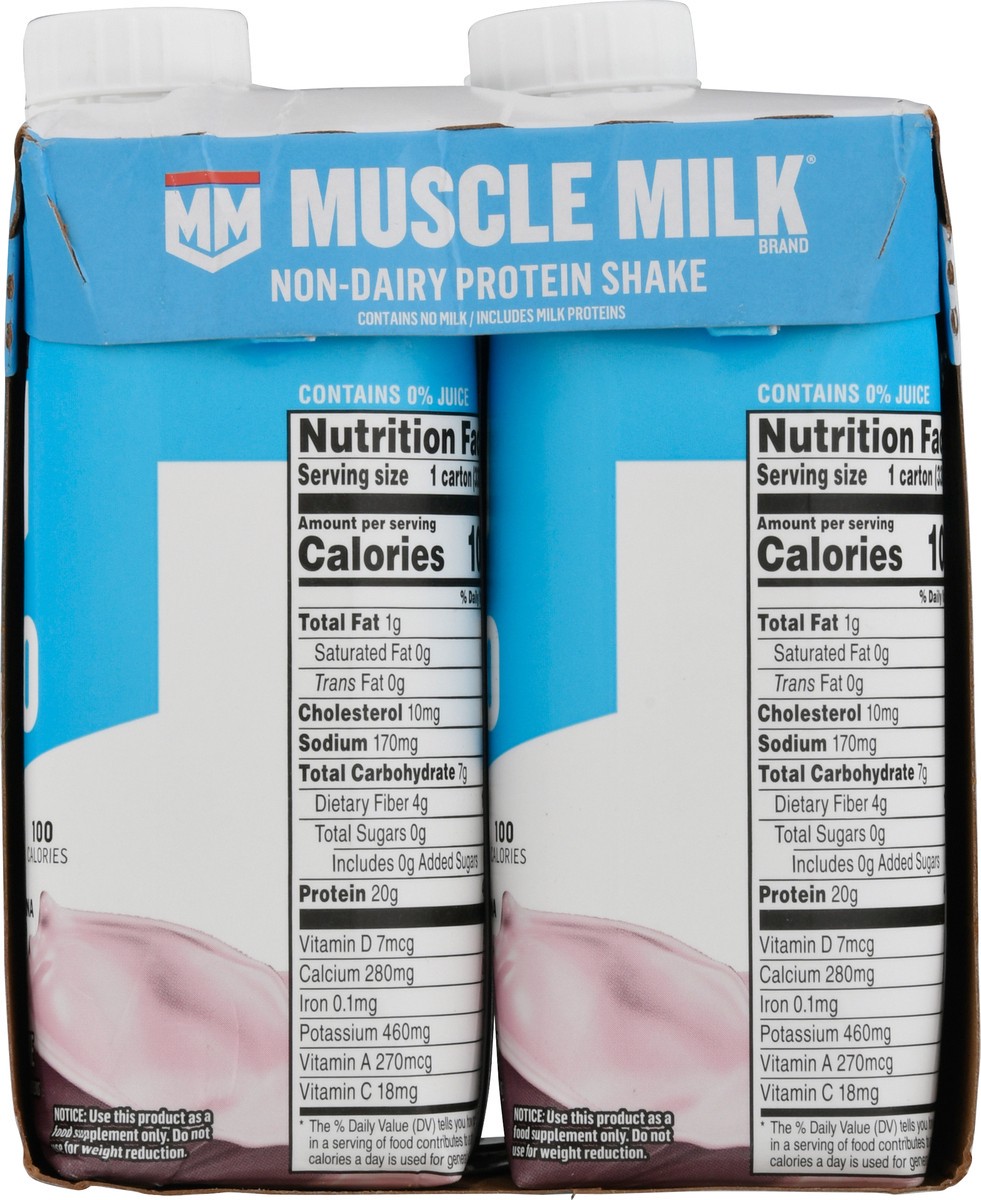 slide 12 of 14, Muscle Milk Zero Non-Dairy Strawberry Banana Protein Shake 4 - 11 fl oz Cartons, 4 ct