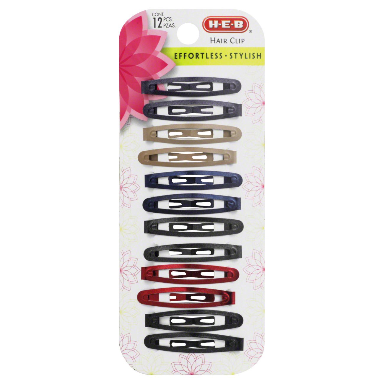 slide 1 of 1, H-E-B Assorted Hair Clips, 12 ct