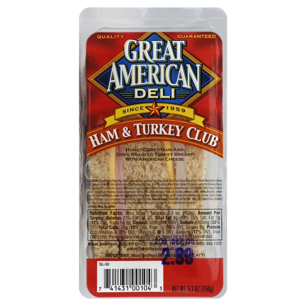 slide 4 of 4, Great American Club Sandwich 5.3 oz, 5.3 oz