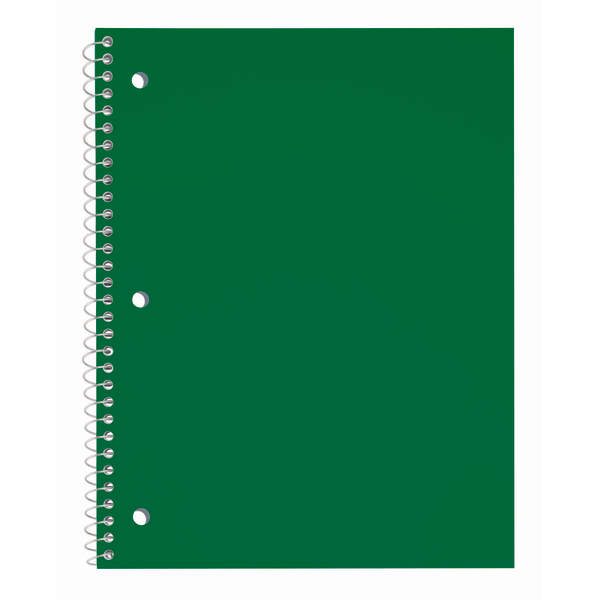 slide 1 of 1, Just Basics Poly Spiral Notebook, 8 1/2" X 10 1/2", Wide Ruled, 140 Pages (70 Sheets), Green, 70 ct