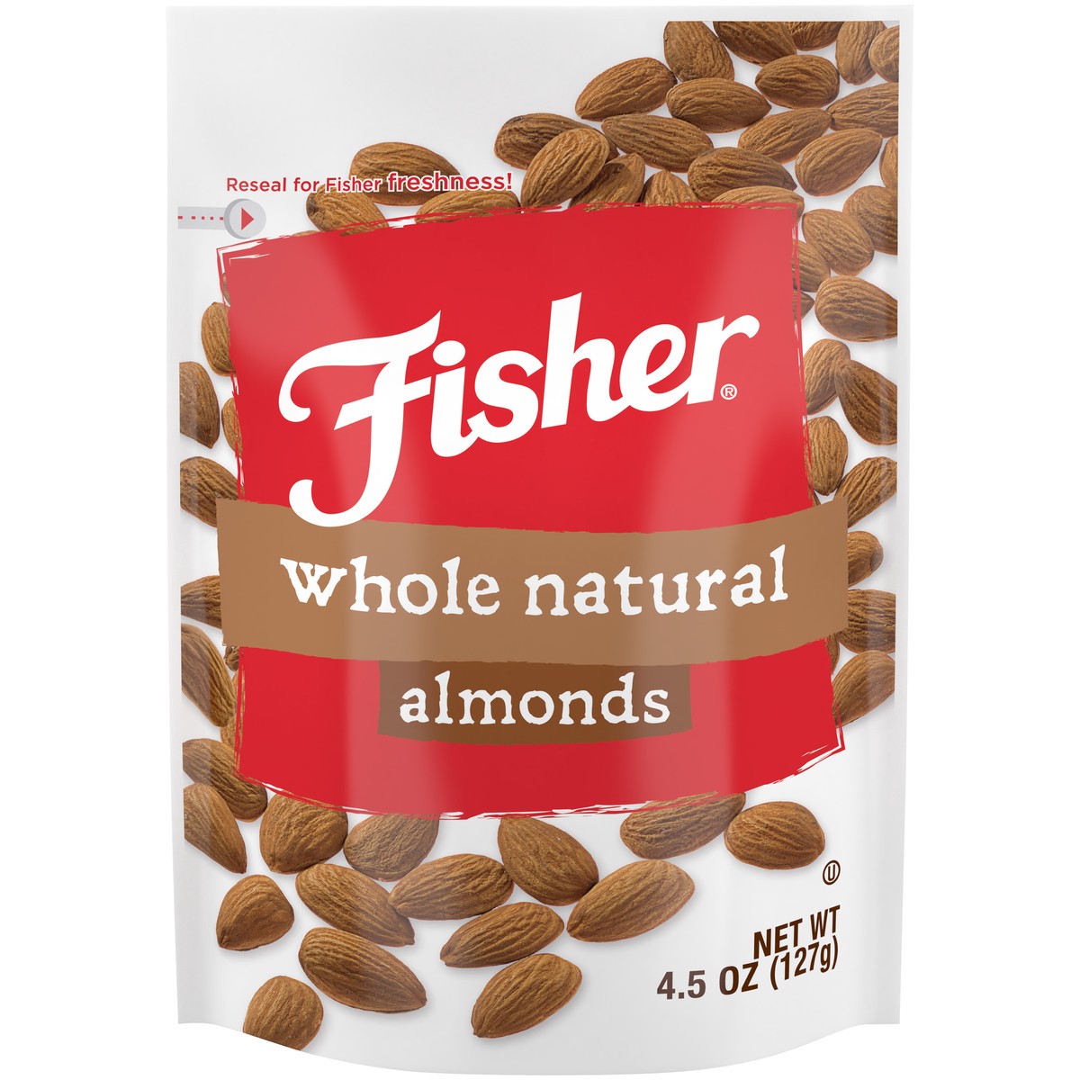 slide 1 of 14, Fisher Whole Natural Almonds 4.5 oz. Pouch, 4.5 oz