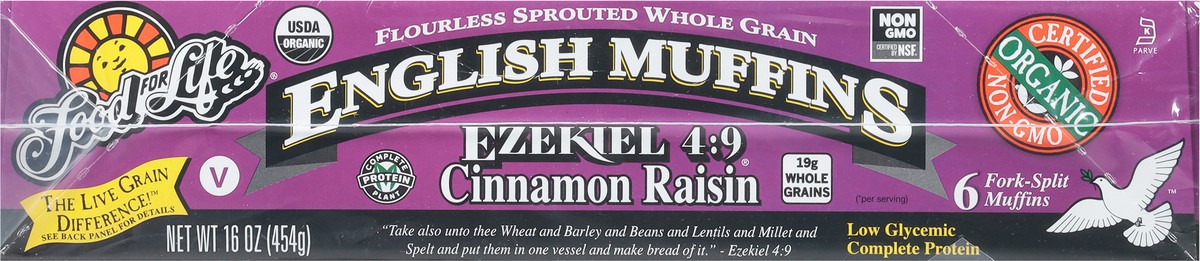 slide 9 of 9, Food for Life Flourless Sprouted Whole Grain Fork-Split Cinnamon Raisin English Muffins 6 Each, 6 ct