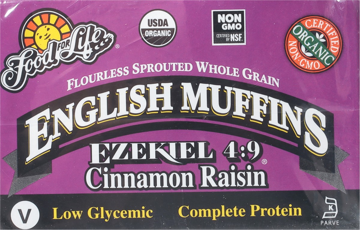 slide 6 of 9, Food for Life Flourless Sprouted Whole Grain Fork-Split Cinnamon Raisin English Muffins 6 Each, 6 ct