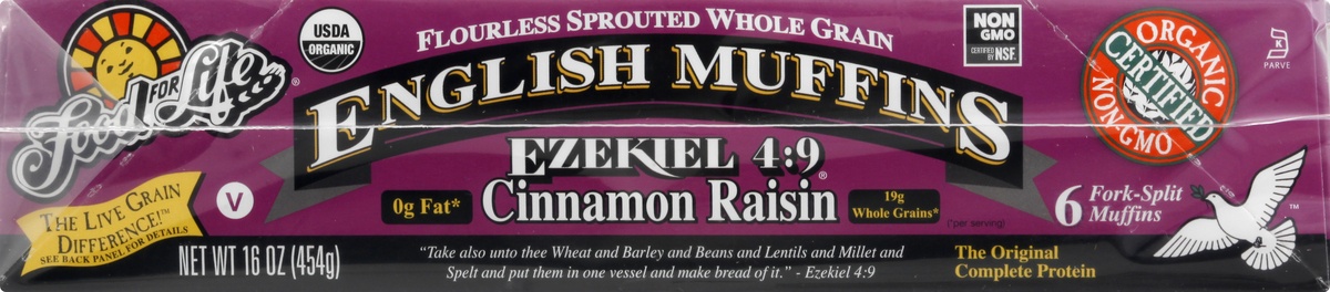 slide 10 of 10, Food for Life Cinnamon Raisin English Muffins, 16 oz