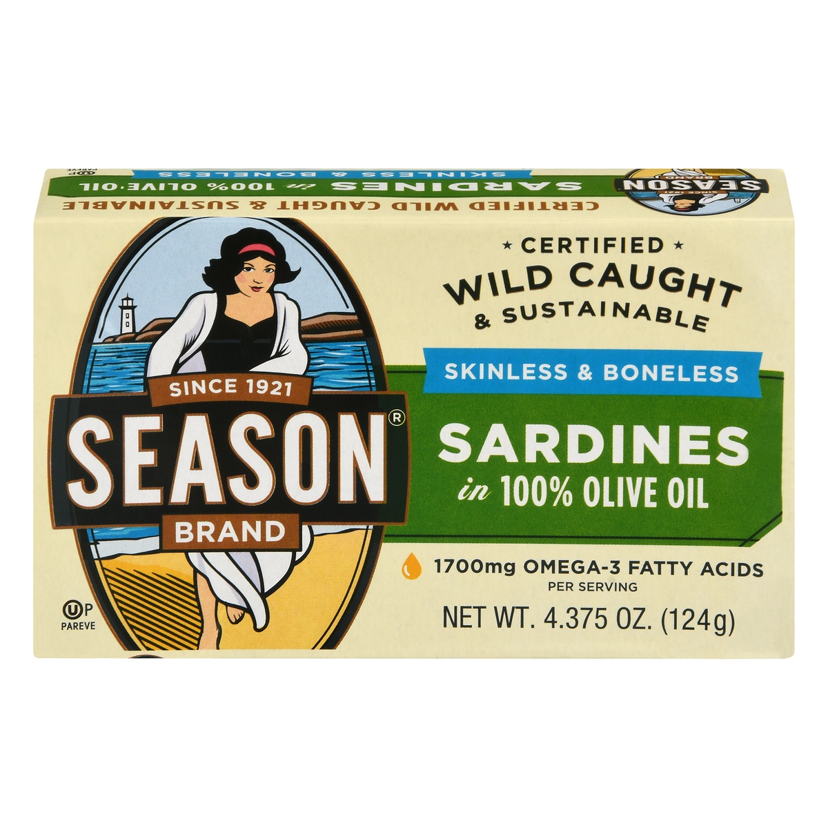 slide 1 of 1, Season Brand Skinless & Boneless Sardines in Pure Olive Oil, 4.38 oz