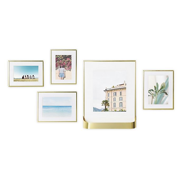 slide 1 of 9, Umbra Matinee Picture Frame Set - Matte Brass, 5 ct