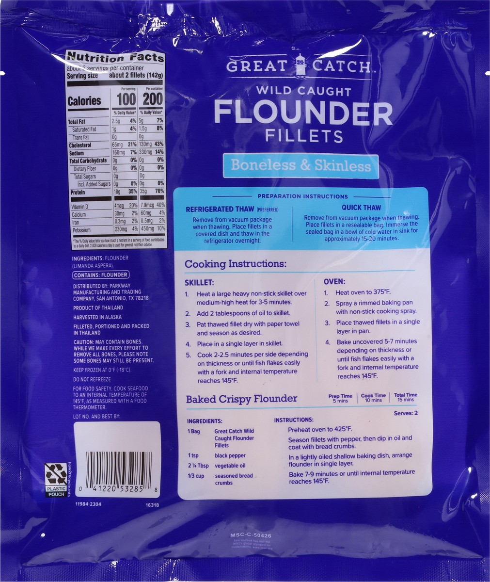 slide 7 of 13, Great Catch Boneless & Skinless Flounder Wild Caught Fillets 2 ea, 2 ct