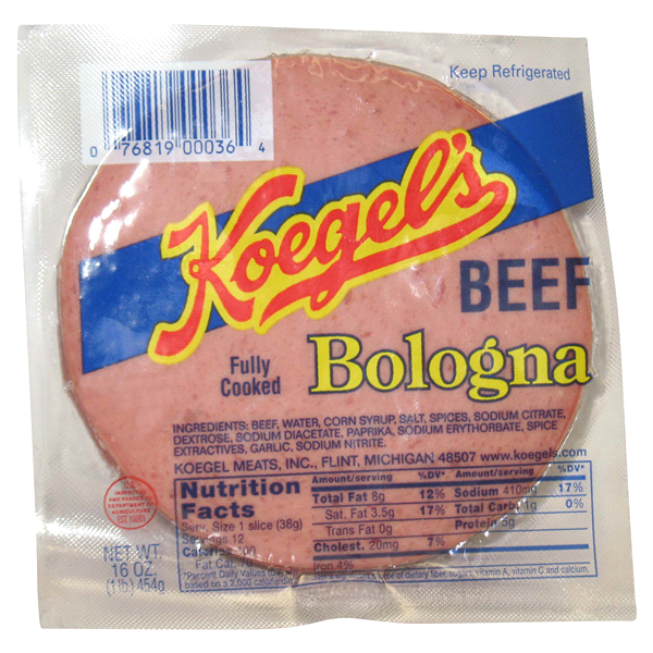 slide 1 of 1, KOEGELS Koegel's Sliced Beef Bologna, 16 oz