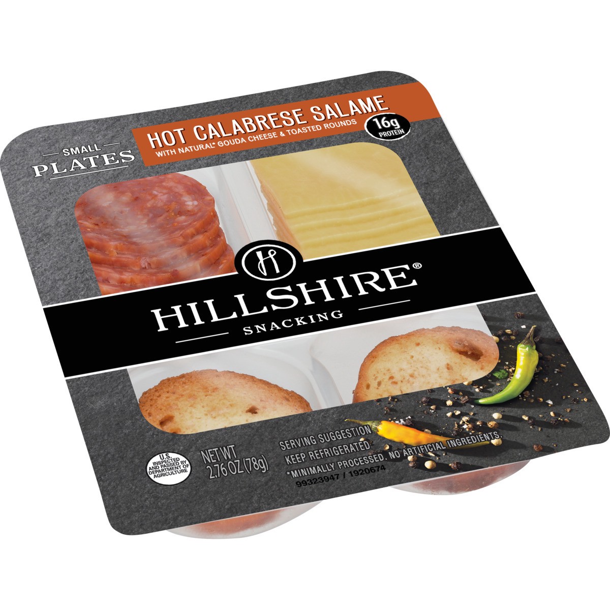 slide 5 of 5, Hillshire Snacking Small Plates, Hot Calabrese Salame Deli Lunch Meat with Gouda Cheese, 2.76 oz, 2.76 oz